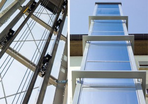 Elevator shaft structure for internal and external application. Infinity Lifts for Residential and Corporate Elevators